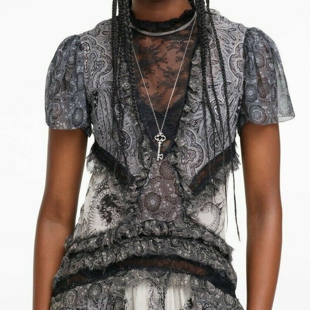 Zara Black and Gray Lace Dress - Picture 2 of 8